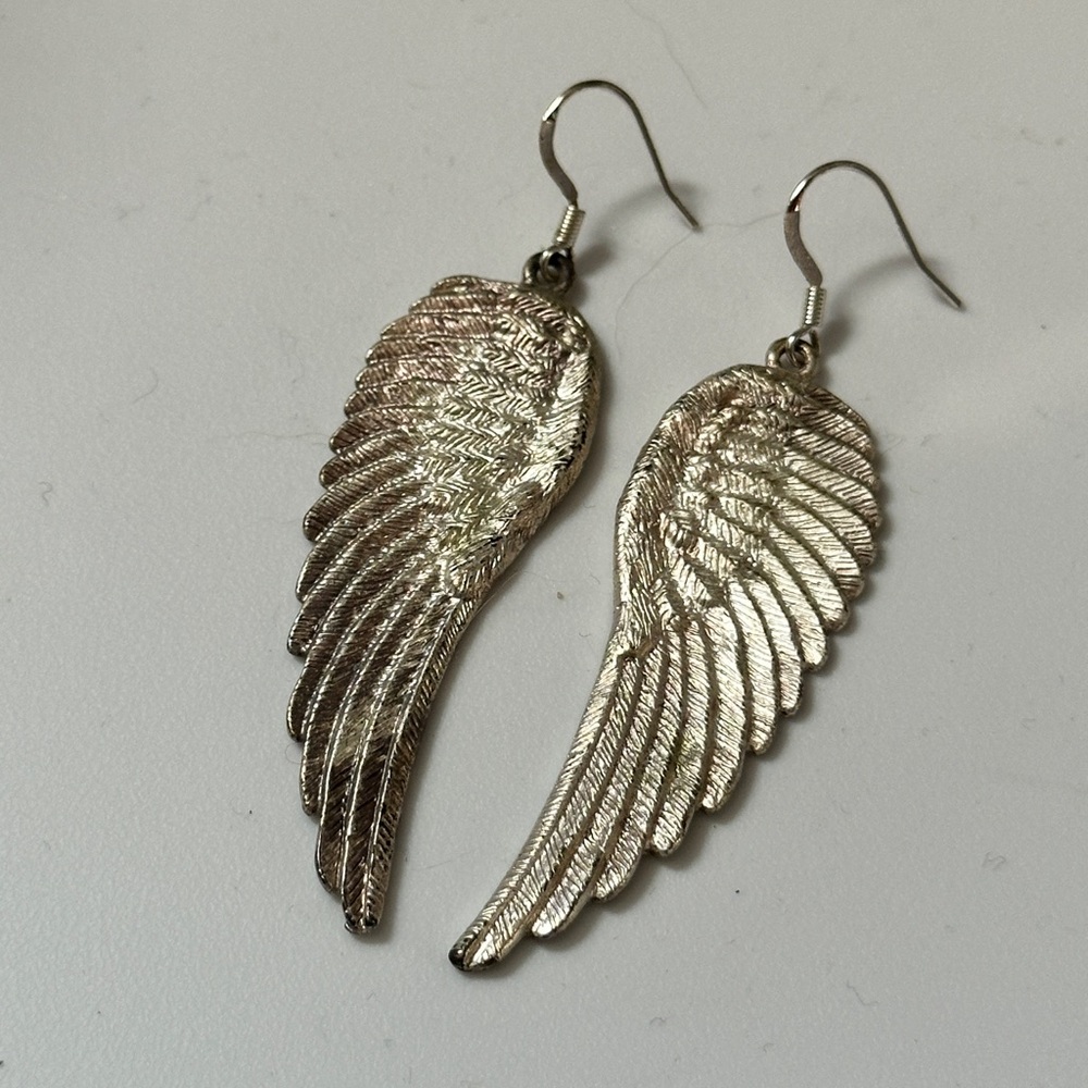 Vintage Urban Outfitters Silver Angel Wing Earrings
